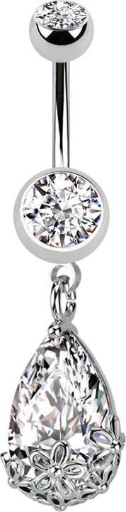 Immagine prodotto Star Piercing Banana in argento con ciondolo in cristallo a due sfere Set di fiori ovali in cristallo (Ottone, Acciaio chirurgico 316L)