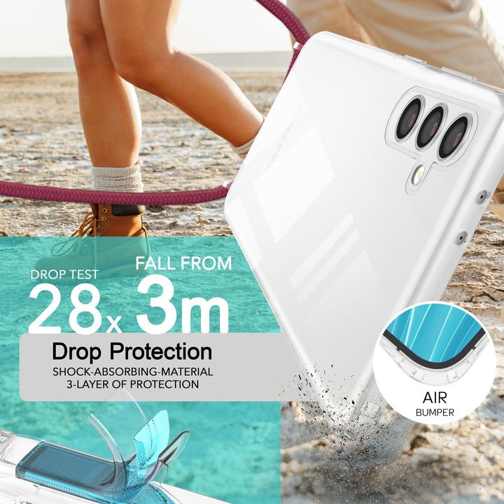 Actual product image Nalia Clear hybrid case with chain to hang around the neck