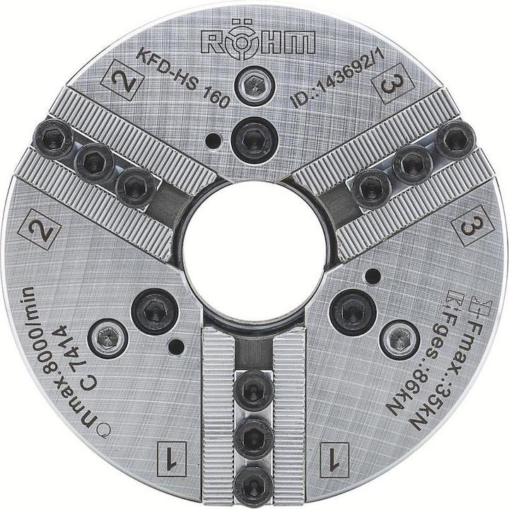 Produktbild Röhm Kraftspannfutter KFD-HS 160, 3-Backen, Kreuzversatz, ISO 702-I
