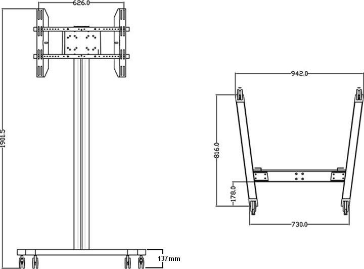 Produktbild Multibrackets Displayständer 180 Single Silver (Universal, 63", 50 kg)