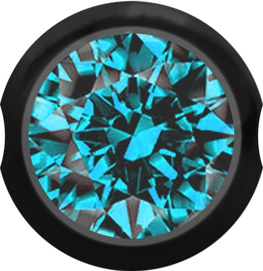 Produktbild Star Piercing Ball Closure Kugel schwarz mit Kristall aqua (ohne Messing, Chirurgenstahl 316L)