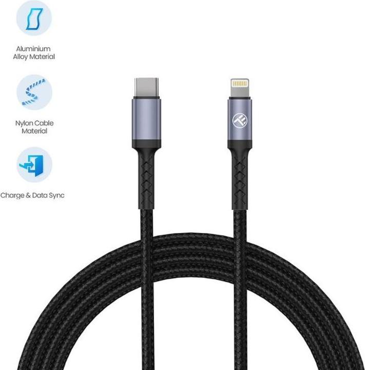 Produktbild Tellur Data cable Type-C To Lightning, 2A, PD18W 1m, Nylon black (1 m, USB 3.2 Gen 2, 18 W)