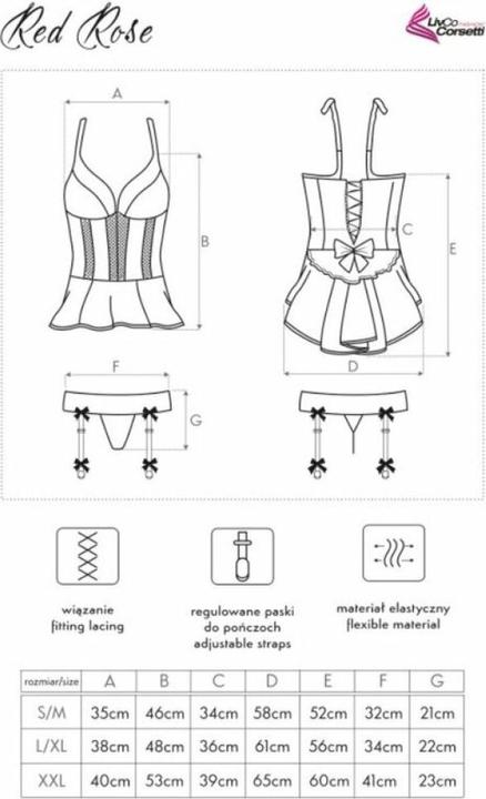 Actual product image LivCo Corsetti Fashion RED ROSE LC 90130 CORSET + PANTIES RED (M)