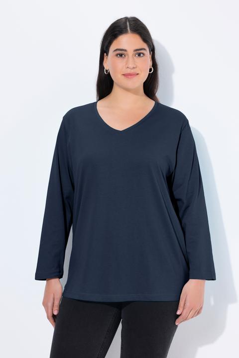 Actual product image Ulla Popken Back To Basics V-Neck Relaxed Fit Cotton Tee (42, 44)