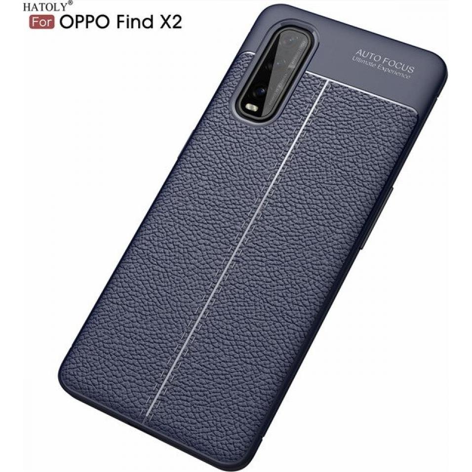 Thumbnail - Screenguard Oppo Find X2 Hülle Leather Design TPU Cover (Oppo Find X2), Smartphone Hülle, Blau