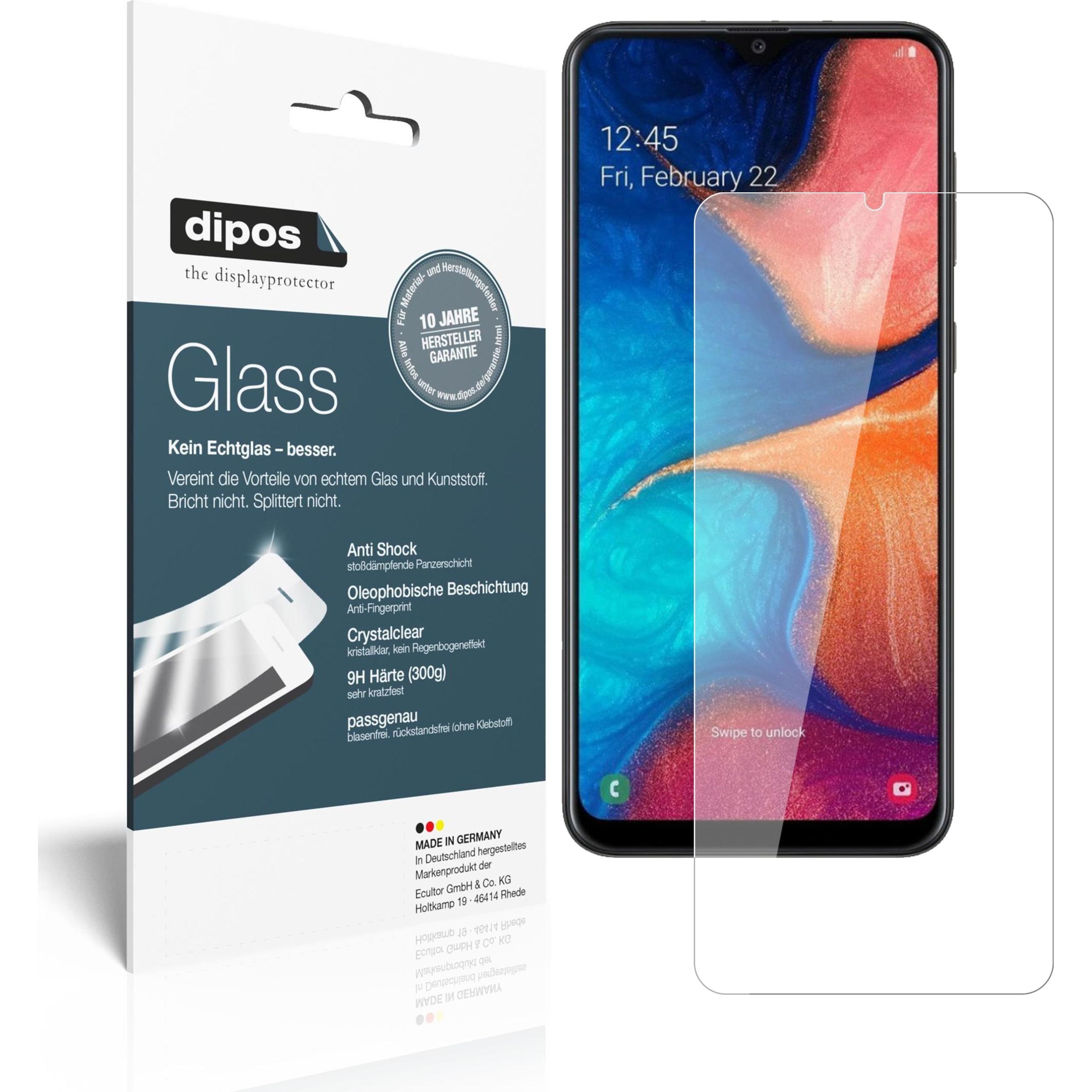 Dipos Displayschutz Anti-Shock (2 Stück, Samsung Galaxy A20), Smartphone Schutzfolie, Transparent