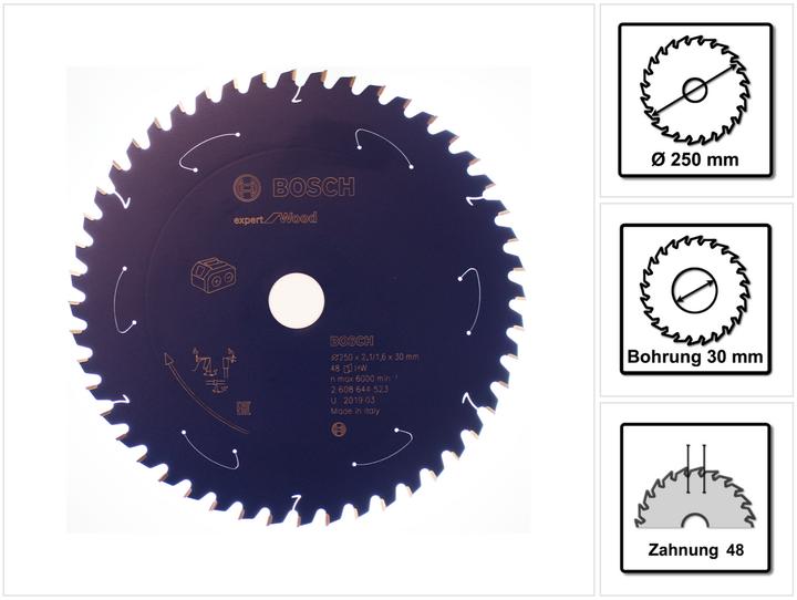 Actual product image Bosch Professional Zubehör Cordless circular saw blade Expert for Wood, 250 x 2.1/1.6 x 30, 48 teeth