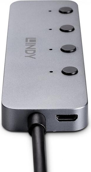 Produktbild Lindy 4 Port USB 3.2 Typ C Hub mit Ein-/Ausschalter Vier zusätzliche USB Typ A Ports, einzeln schaltbar (USB-C, 4 Ports)