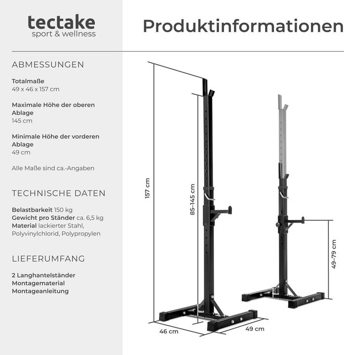 Actual product image tectake Barbell rack