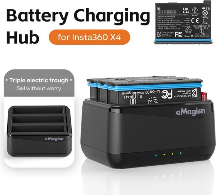 Image du produit aMagisn Station de charge de batterie 3 en 1 Insta360 X4 (X4)