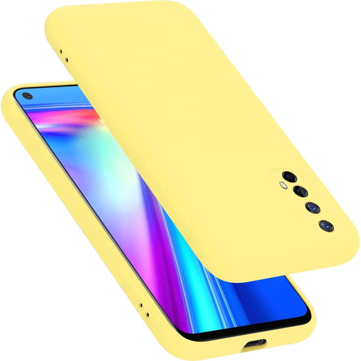 Cadorabo TPU Liquid Silicone Case Hülle für Realme 7 5G (Realme 7), Smartphone Hülle, Gelb