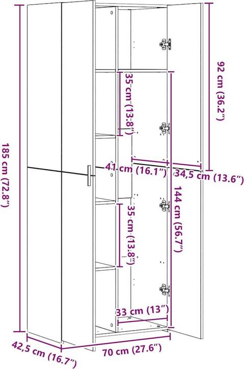 Image du produit vidaXL Highboard (70 x 42.50 x 185 cm)
