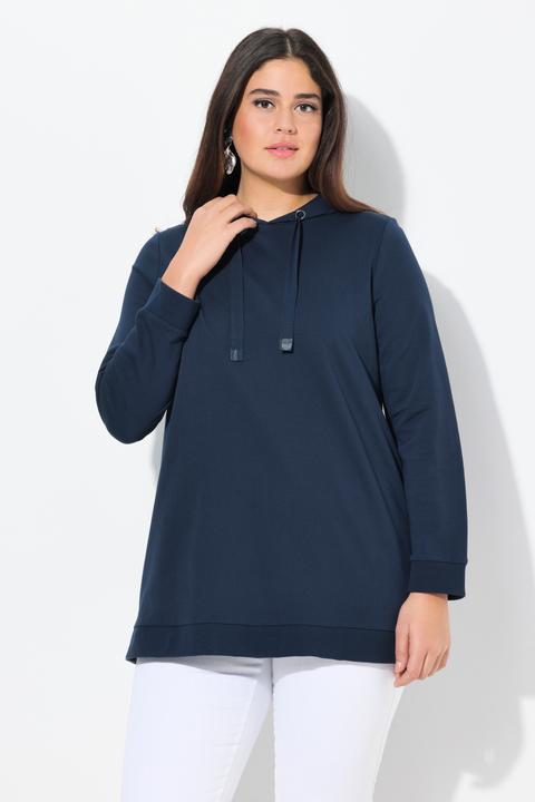 Image du produit Ulla Popken Long sweat-shirt à capuche, manches longues et coupe évasée (42, 44)