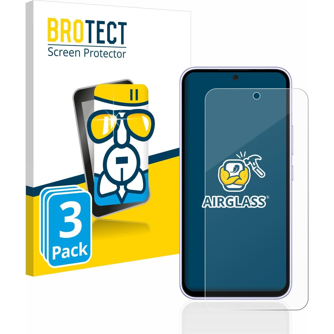 BROTECT AirGlass Panzerglasfolie (3 Stück, Samsung Galaxy A54 5G), Smartphone Schutzfolie, Transparent