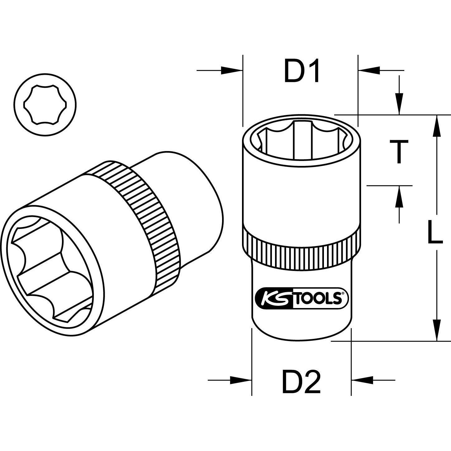Thumbnail - KS Tools, Steckschlüssel + Stecknuss, 911.3813 (13 mm)