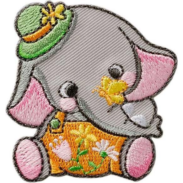 Mono Quick Elefant mit Schmetterling, Applikationen, Grau
