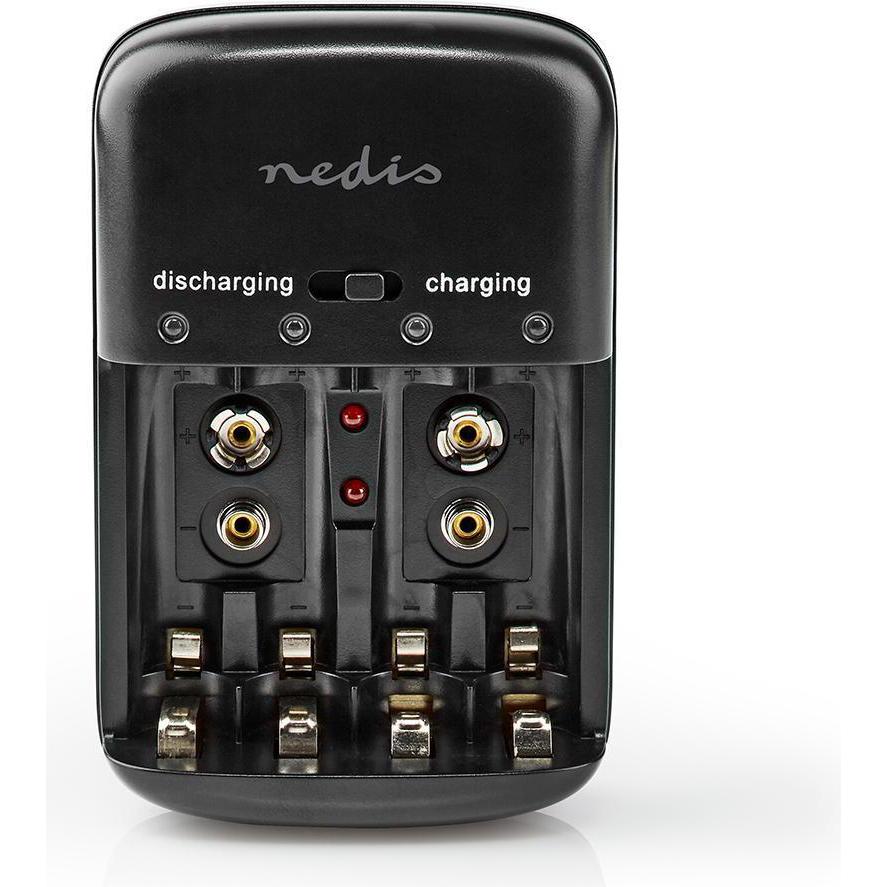 Thumbnail - Nedis NiMH Battery Charger AA/AAA 1.2 VDC / 9 VDC 0.2 A Trickle Charging Type C (CEE 7/16) Safety Fu (1 Stk., AAA, AA, L...