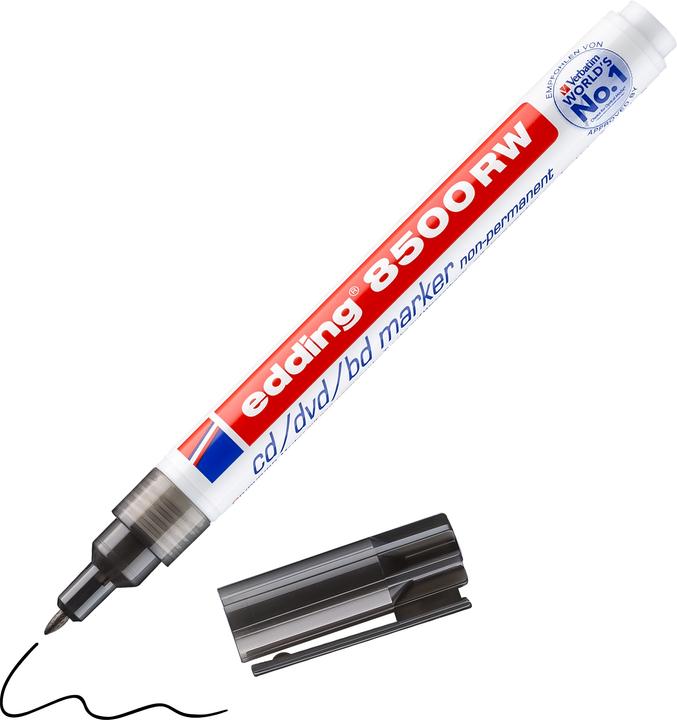 Actual product image Edding 8500 RW cd/dvd/bd marker non-permanent (Black, 1 mm, 1 x)