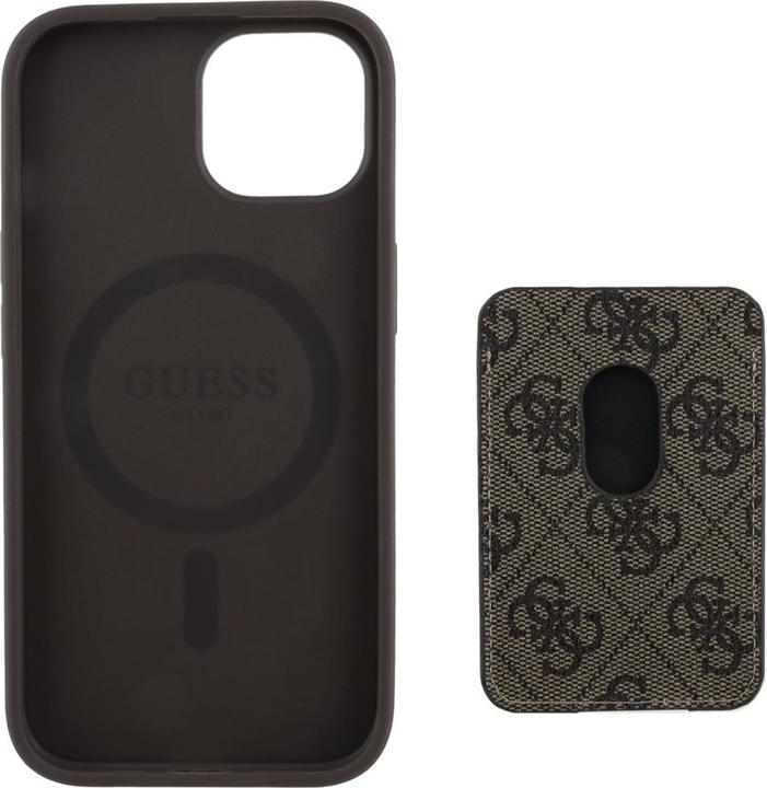 Image du produit Guess 4G Stripes case with Magsafe wallet for iPhone 15 brown (Apple iPhone 15)