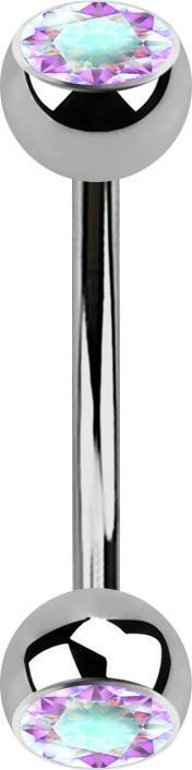Immagine prodotto Star Piercing Micro Banane silber mit zwei Kugeln Kristall multicolor (senza ottone, Titanio)