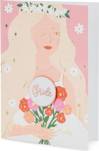 Partydeco Card with enamel pin Bride, 10.5x15 cm (1 pkt / 1 pc.) (1 pcs.)