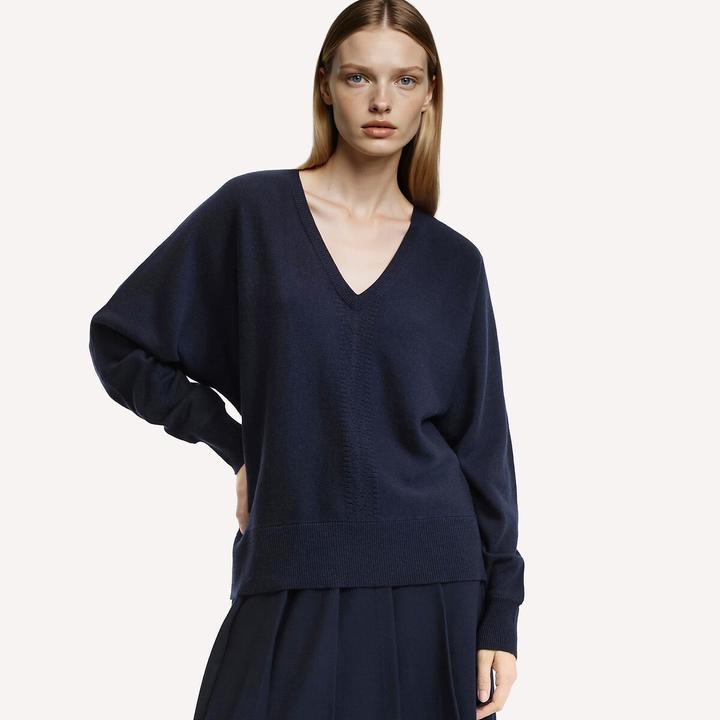 Anne Weyburn V-Ausschnitt-Pullover aus Feinstrick