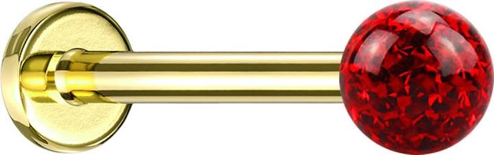 Actual product image Star Piercing Micro labret gold-plated with crystal ball red epoxy protective layer (without brass, Titanium)