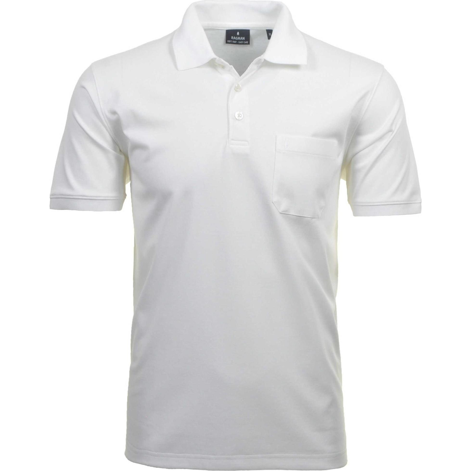 Ragman, Herren, Shirt, Poloshirt Casual Bequem sitzend, Weiss, (6XL)