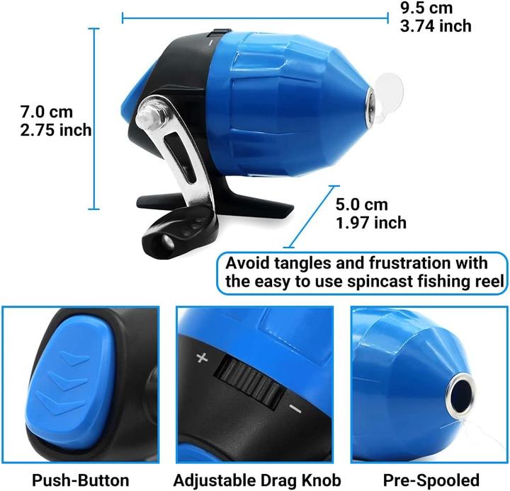 Immagine prodotto Kilitn Kinder-Angelset mit Teleskoprute (86-teilig) (Set da pesca, 130 cm)