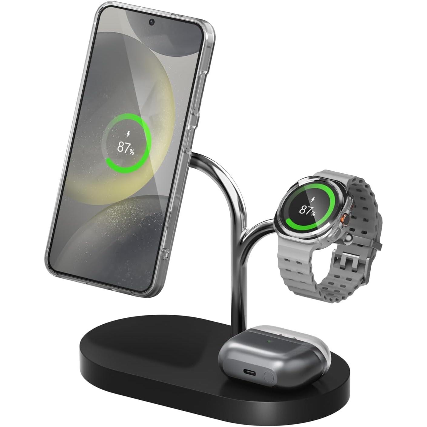 Samsung Nero Wireless Charger (Trio) (15 W), Caricabatteria Senza Fili,