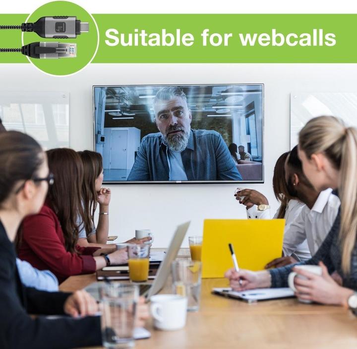 Produktbild Techly Kabel sieciowy USB-C na Gigabit Ethernet RJ45 1m (F/UTP, CAT6, 1 m)