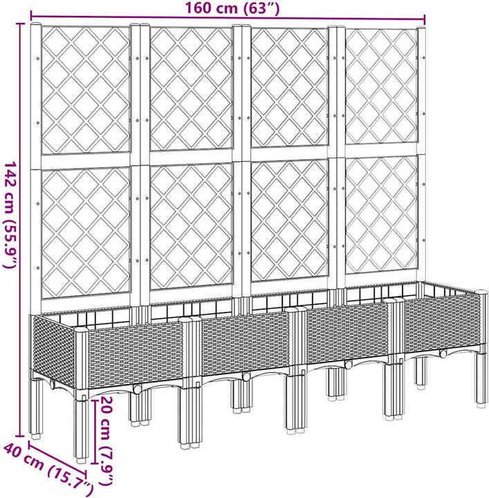 Image du produit vidaXL Bac à plantes avec treillis PP