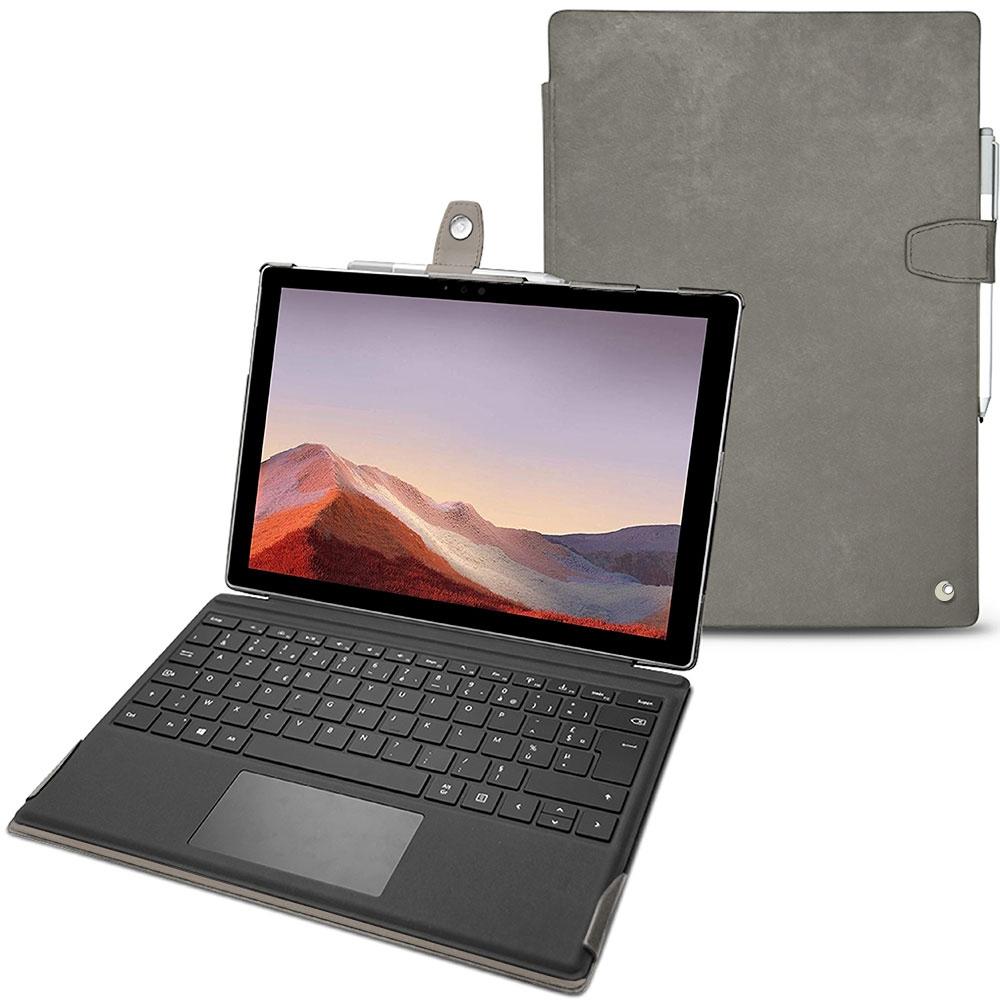Noreve Lederschutzhülle (Microsoft Surface Pro 7), Tablet Hülle, Grau