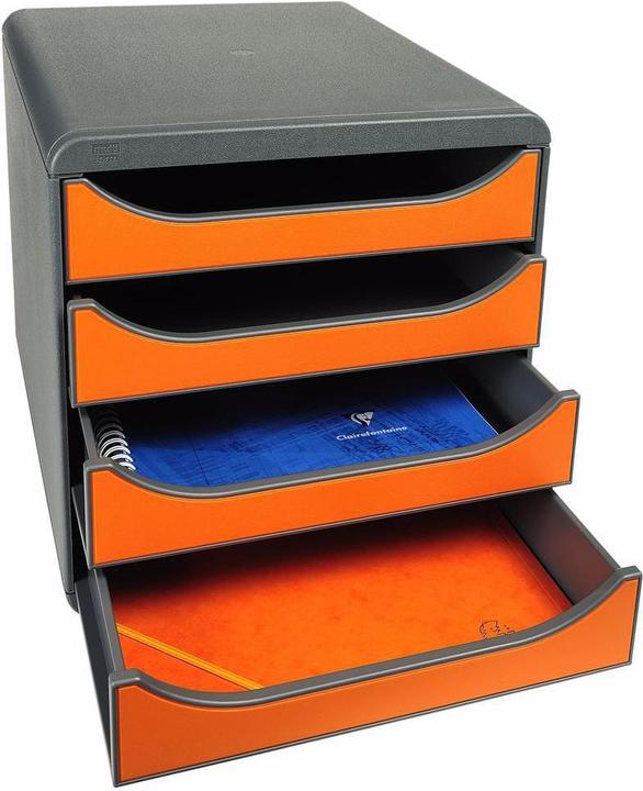 Produktbild Exacompta Schubladenbox Big Box 4 Schubladen, Schwarz / Mandarine (A4+)