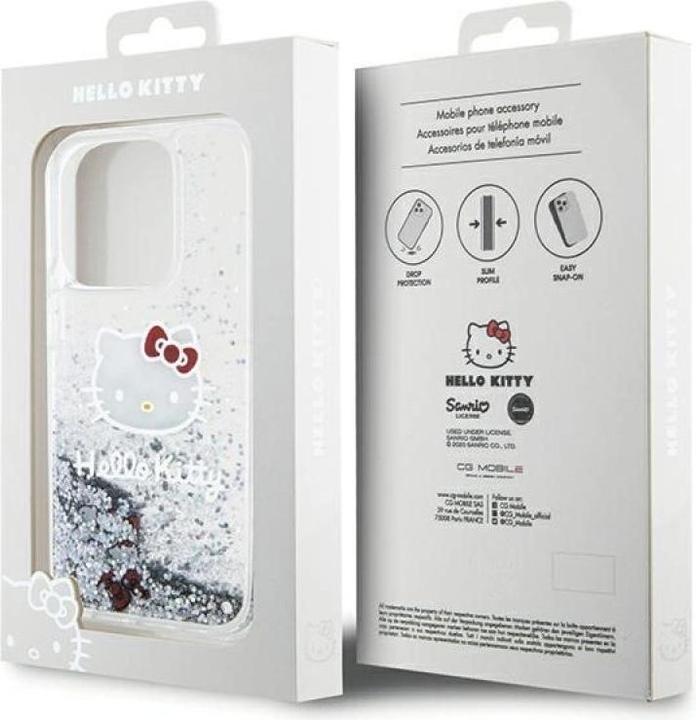 Productafbeelding Hello Kitty HKHCP13XLIKHET iPhone 13 Pro Max 6,7" srebrny/zilver hardcase Vloeibare Glitter Bedels Kitt (Apple iPhone 13 Pro Max)