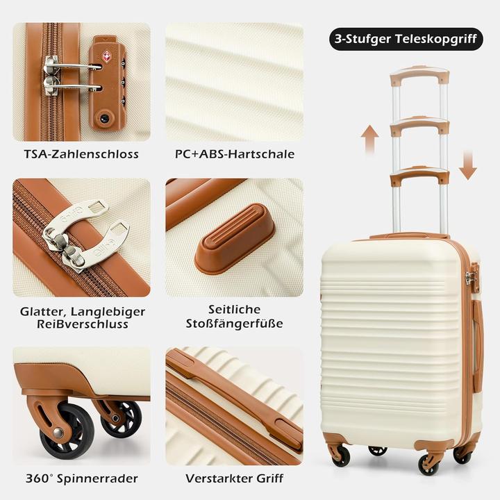 Immagine prodotto Coolife 3-tlg Hartschalenkoffer-Set mit TSA-Schloss und Reisetaschen (60 l)