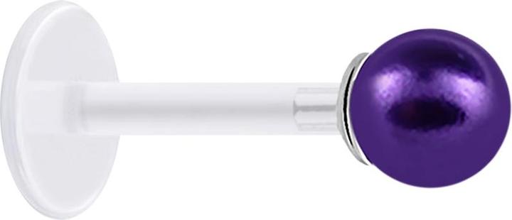 Immagine prodotto Star Piercing Micro Labret trasparente con sfera di perle viola (senza ottone, Argento 925, Materiale sintetico)
