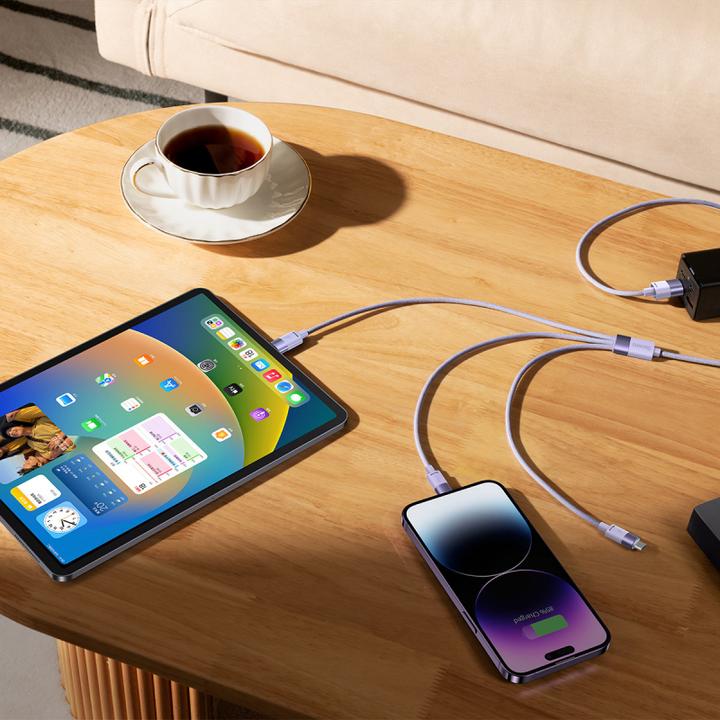 Produktbild Baseus 3in1 USB cable StarSpeed Series, USB-C + Micro + Lightning 3,5A, 1.2m (Purple) (1.20 m, USB 3.0)