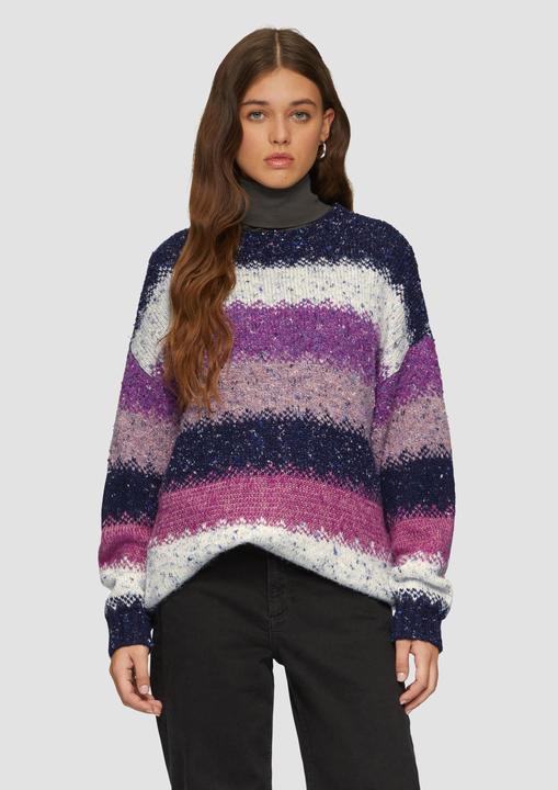 Produktbild s.Oliver Strickpullover Oversize Pullover mit mehrfarbigem Streifenmuster (L)