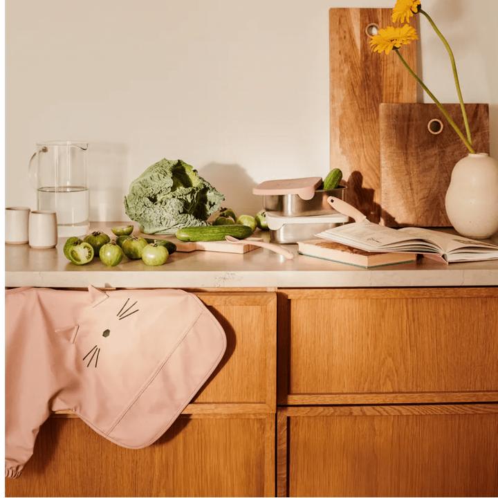 Actual product image Liewood Merle Printed Cape Bib - Cat Tuscany Rose