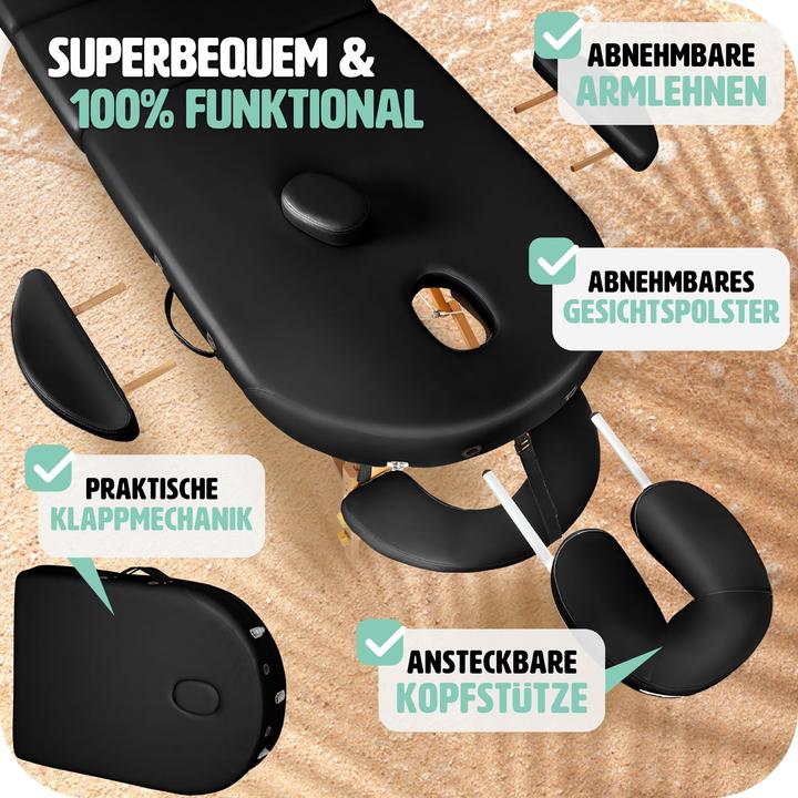 Image du produit tectake Table de massage Sawsan 3 zones avec rembourrage de 5cm et châssis en bois