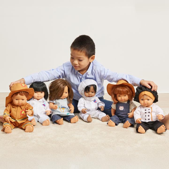 Produktbild Miniland Puppenkostüm Feuerwehrmann 38cm