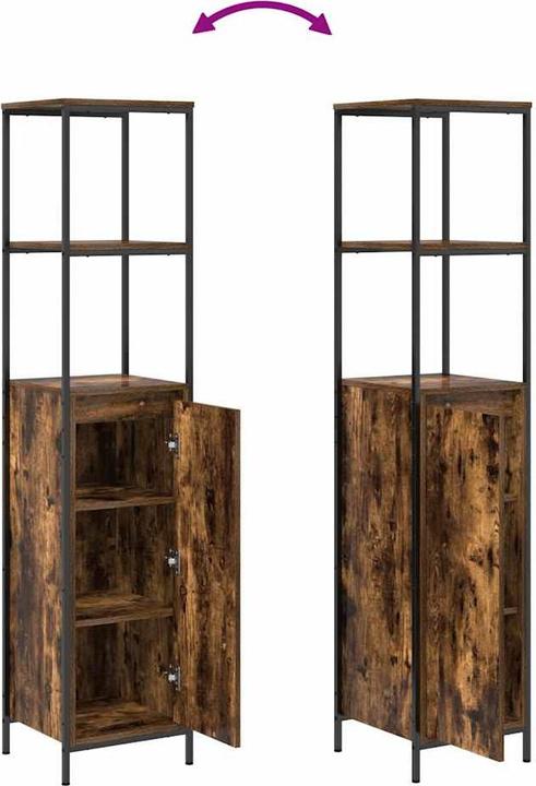 Actual product image VidaXL 3-piece bathroom furniture set made of smoked oak wood-based material