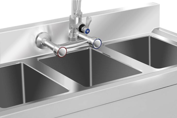 Actual product image Royal Catering Commercial Sink – 3 Compartment – 100 x 50 x 97 cm (Top-mounted sink, 25 cm, 100 cm)