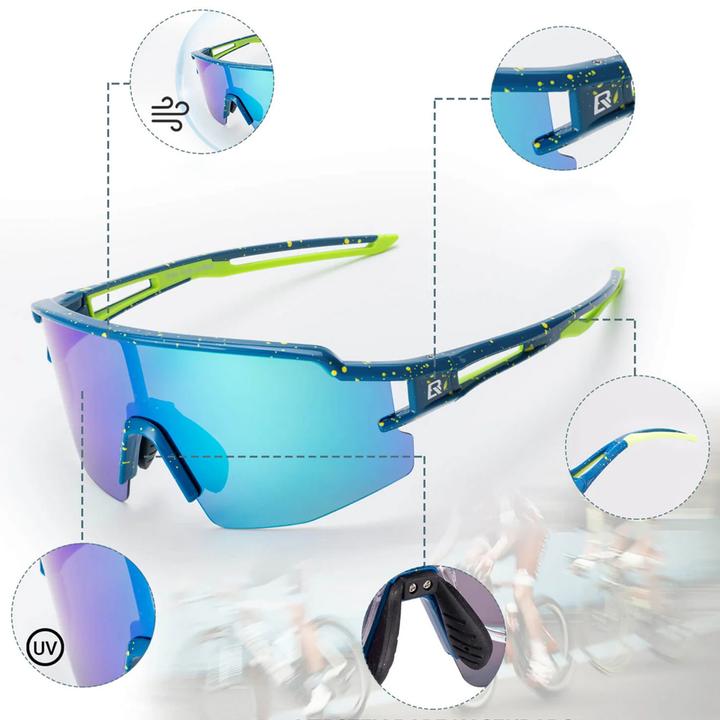 Productafbeelding Rockbros Gepolariseerde fietsbril met UV-bescherming en corrigerende inzet blauwe glazen - Blauw (donkerblauw groen, Blauw)