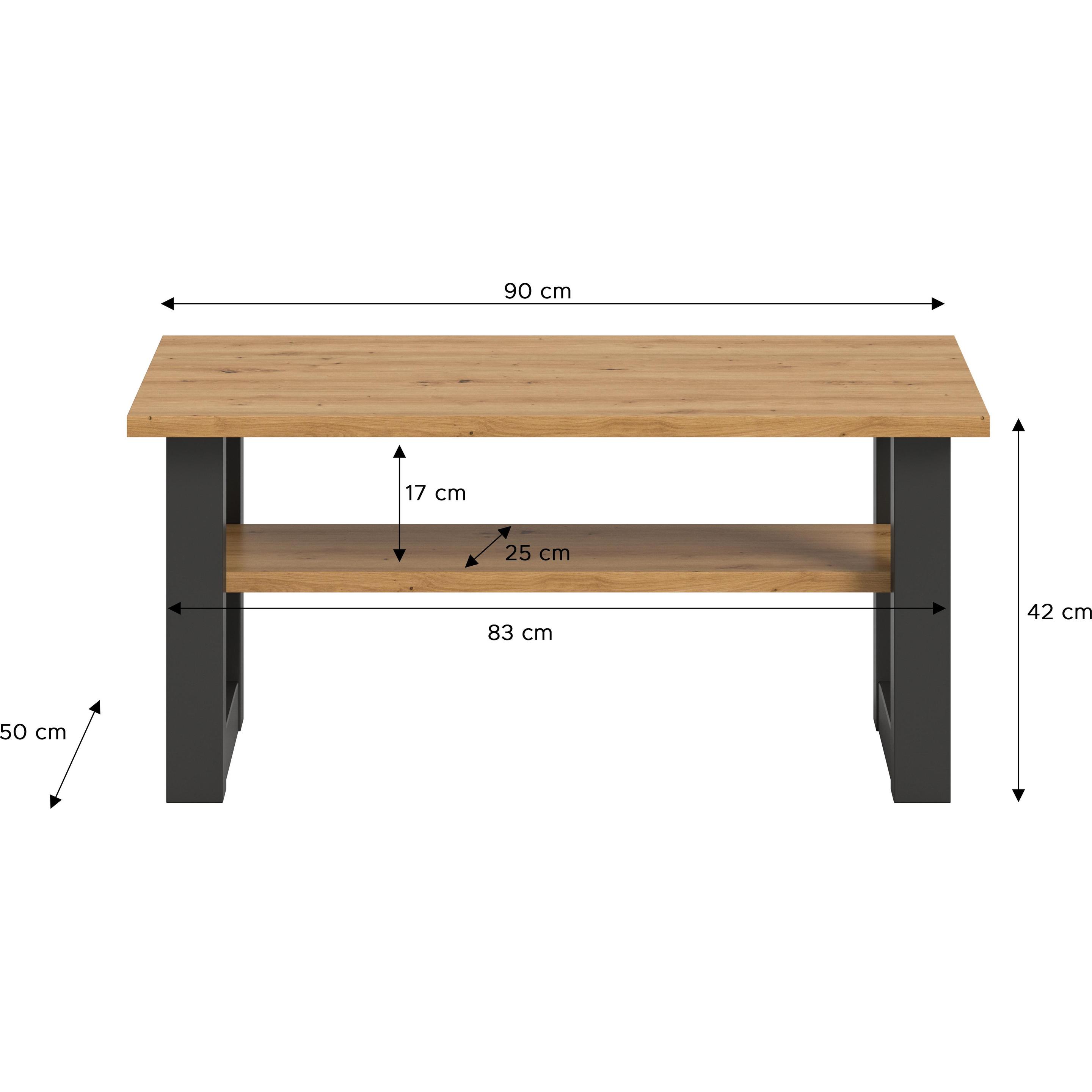 Thumbnail - Xonox Home, Couchtisch + Beistelltisch, Seattle (90 x 50 x 42 cm)