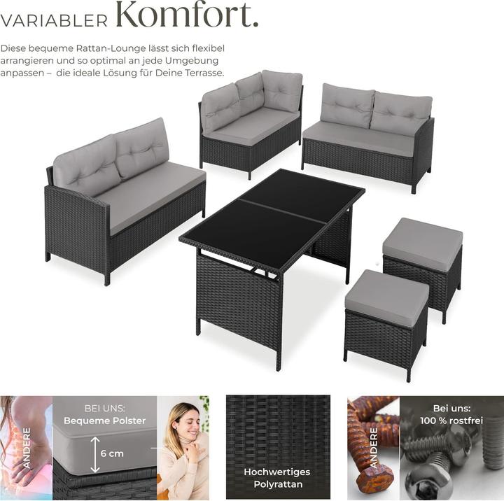 Produktbild tectake Rattan Lounge Barletta