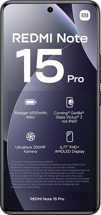 Immagine prodotto Xiaomi REDMI Note 15 Pro (512 GB, Nero, 6.77", Doppia SIM, 4G)