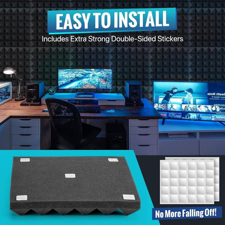 Produktbild Kuchoow Akustikschaumstoff Pyramiden, 12 Stück (12 Stk.)