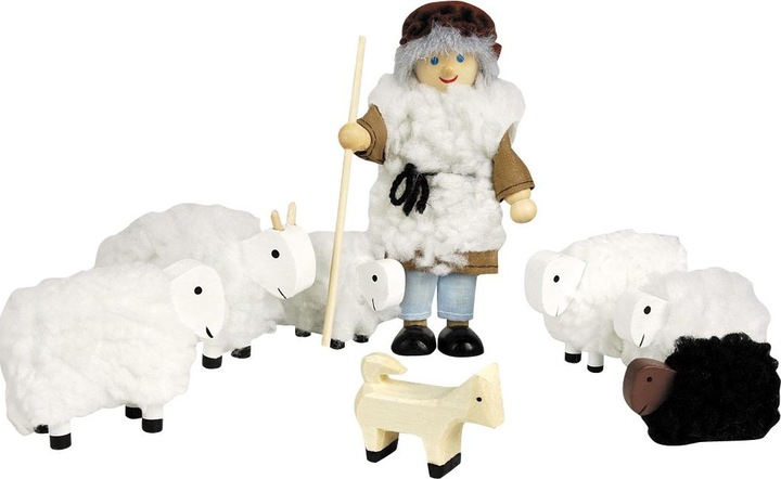 Produktbild Goki Puppenhaus + Schafe Hirte